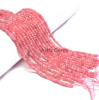 Beautiful Pink Jade Quartz faceted Rondelle Shape Beads,4.5mm Fine Jade Quartz machine cut Gemstone Loose Bead For Jewelry Making Craft SALE