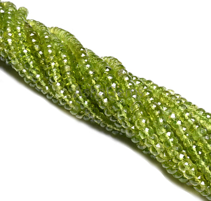 Natural Green Peridot Faceted Rondelle Shape Beads,7,14" Fine Peridot Gemstone Handmade Indian Cut Peridot Bead Jewelry making Necklace SALE