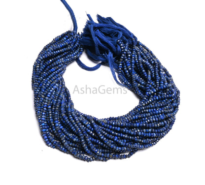 Beautiful Blue Lapis Indian machine Cut Rondelle Shape Gemstone Loose Beads, Natural Lapis Lazuli faceted Fine lapis Bead Jewelry Craft SALE