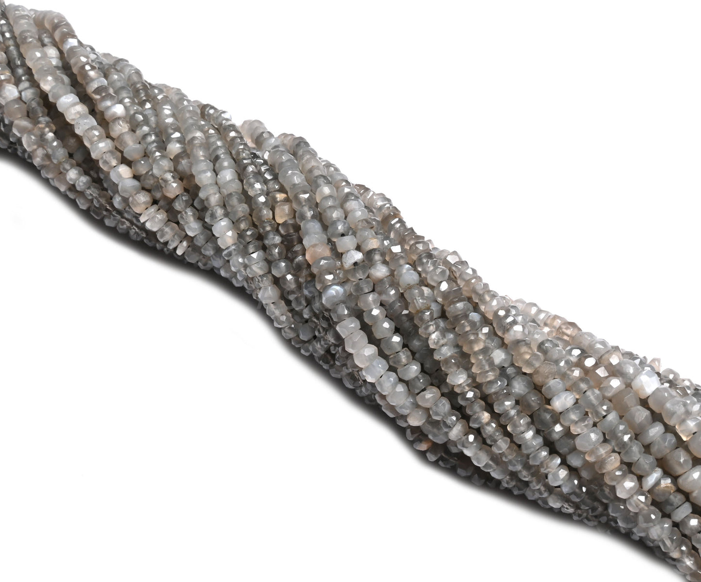 Beautiful Gray Moonstone Faceted Rondelle Shape Beads Natural Moonstone Indian Machine Cut Gemstone fine Grey Moonstone Beads Jewelry Crafts