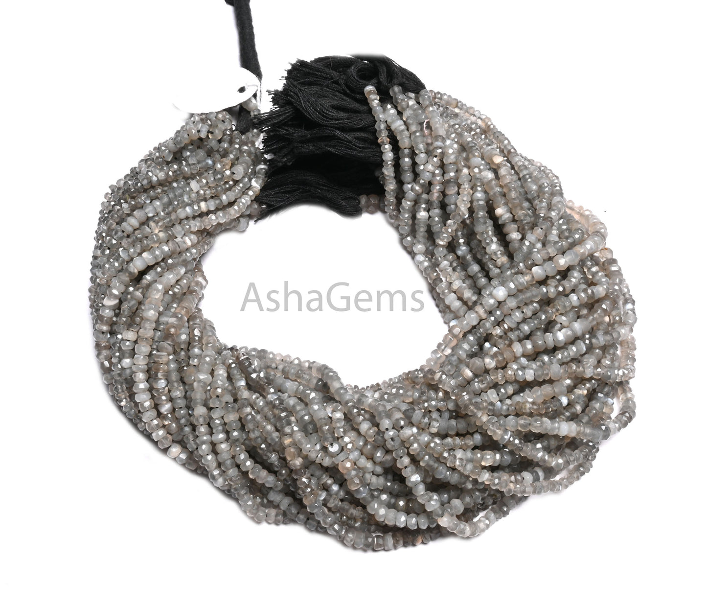 Beautiful Gray Moonstone Faceted Rondelle Shape Beads Natural Moonstone Indian Machine Cut Gemstone fine Grey Moonstone Beads Jewelry Crafts