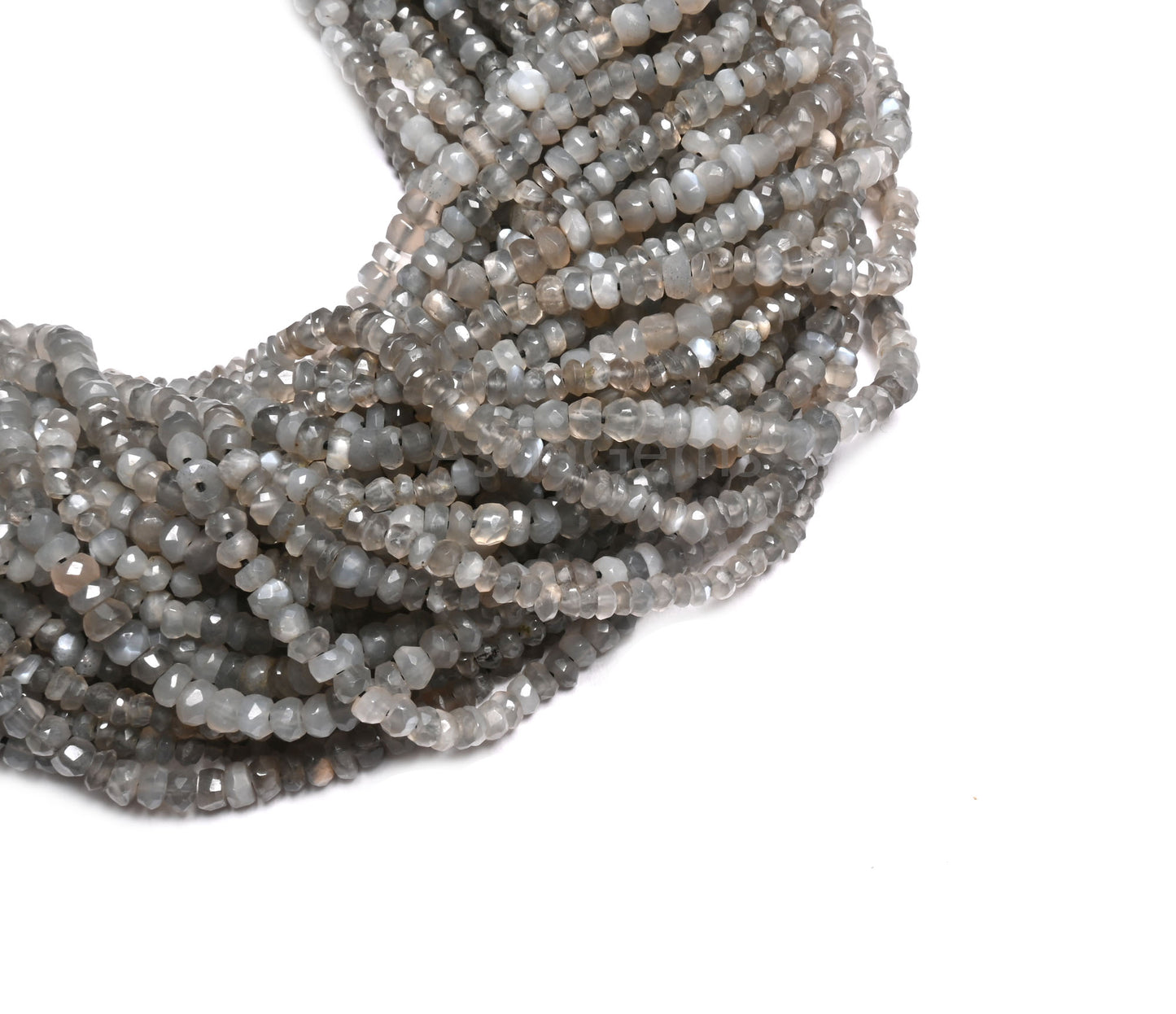 Beautiful Gray Moonstone Faceted Rondelle Shape Beads Natural Moonstone Indian Machine Cut Gemstone fine Grey Moonstone Beads Jewelry Crafts