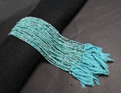 Natural Amazonite machine Cut Roundelle Shape Gemstone Beads, 3.20 mm Fine Blue Amazonite faceted Micro Cut Rondelle Amazonite Beads Jewelry