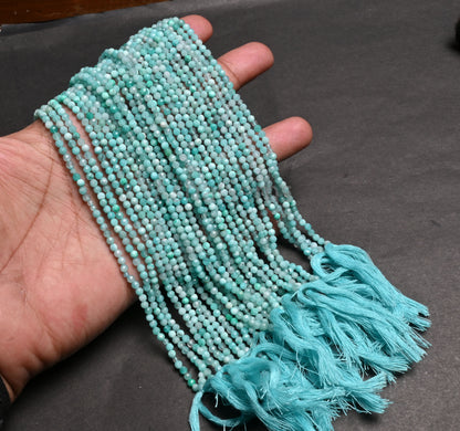 Natural Amazonite machine Cut Roundelle Shape Gemstone Beads, 3.20 mm Fine Blue Amazonite faceted Micro Cut Rondelle Amazonite Beads Jewelry