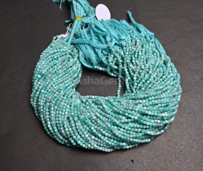 Natural Amazonite machine Cut Roundelle Shape Gemstone Beads, 3.20 mm Fine Blue Amazonite faceted Micro Cut Rondelle Amazonite Beads Jewelry