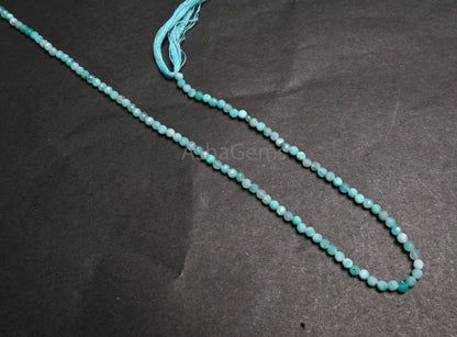 Natural Amazonite machine Cut Roundelle Shape Gemstone Beads, 3.20 mm Fine Blue Amazonite faceted Micro Cut Rondelle Amazonite Beads Jewelry