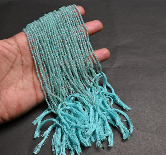 AAA Quality Sky Apatite Tiny Rondelle faceted Gemstone Loose Beads, 2.5 mm natural Sky Blue Apatite micro Machine Cut Apatite Beads Jewelry