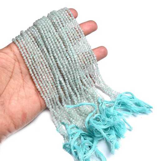 3.2 mm Natural Sky Apatite Machine Cut Gemstone Loose Beads, fine Light Blue Blue Apatite Micro Cut Faceted Rondelle Apatite Bead Jewelry Necklace