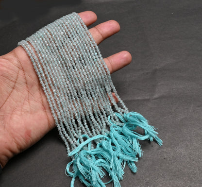 3.2 mm Natural Sky Apatite Machine Cut Gemstone Loose Beads, fine Light Blue Blue Apatite Micro Cut Faceted Rondelle Apatite Bead Jewelry Necklace