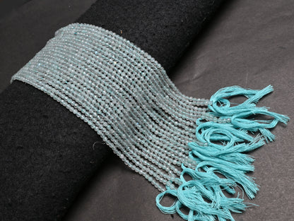 3.2 mm Natural Sky Apatite Machine Cut Gemstone Loose Beads, fine Light Blue Blue Apatite Micro Cut Faceted Rondelle Apatite Bead Jewelry Necklace