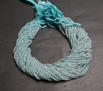 3.2 mm Natural Sky Apatite Machine Cut Gemstone Loose Beads, fine Light Blue Blue Apatite Micro Cut Faceted Rondelle Apatite Bead Jewelry Necklace