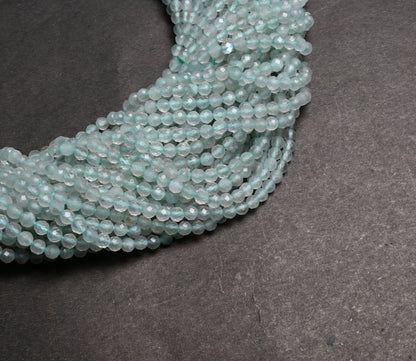3.2 mm Natural Sky Apatite Machine Cut Gemstone Loose Beads, fine Light Blue Blue Apatite Micro Cut Faceted Rondelle Apatite Bead Jewelry Necklace