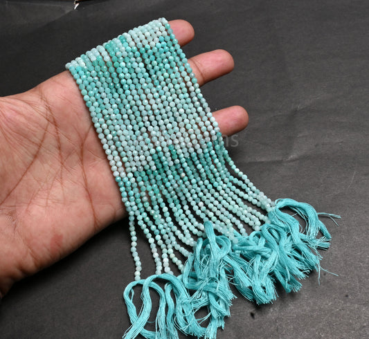 3.2mm Fine Quality Shaded Blue Amazonite Micro Cut Roundelle Gemstone Loose Beads, Natural Amazonite faceted Rondelle Amazonite Bead Jewelry