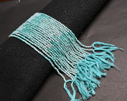 3.2mm Fine Quality Shaded Blue Amazonite Micro Cut Roundelle Gemstone Loose Beads, Natural Amazonite faceted Rondelle Amazonite Bead Jewelry