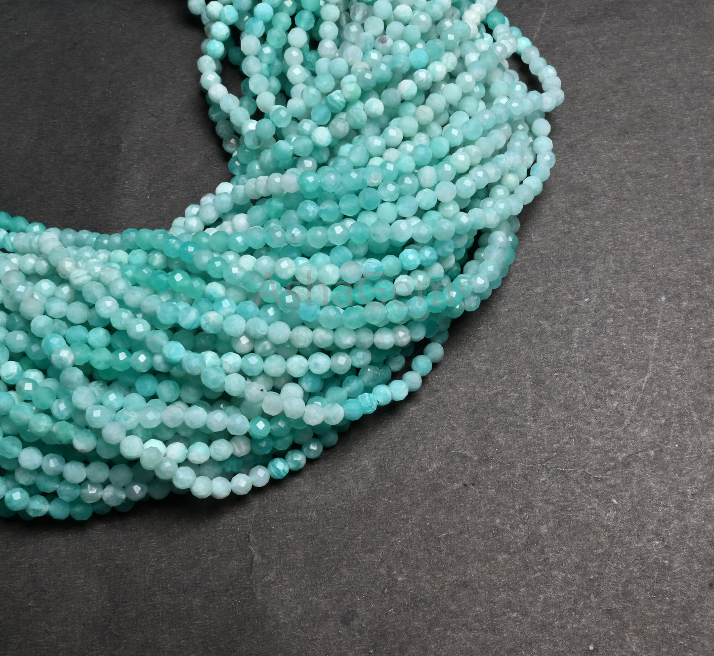 3.2mm Fine Quality Shaded Blue Amazonite Micro Cut Roundelle Gemstone Loose Beads, Natural Amazonite faceted Rondelle Amazonite Bead Jewelry