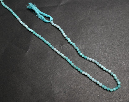 3.2mm Fine Quality Shaded Blue Amazonite Micro Cut Roundelle Gemstone Loose Beads, Natural Amazonite faceted Rondelle Amazonite Bead Jewelry