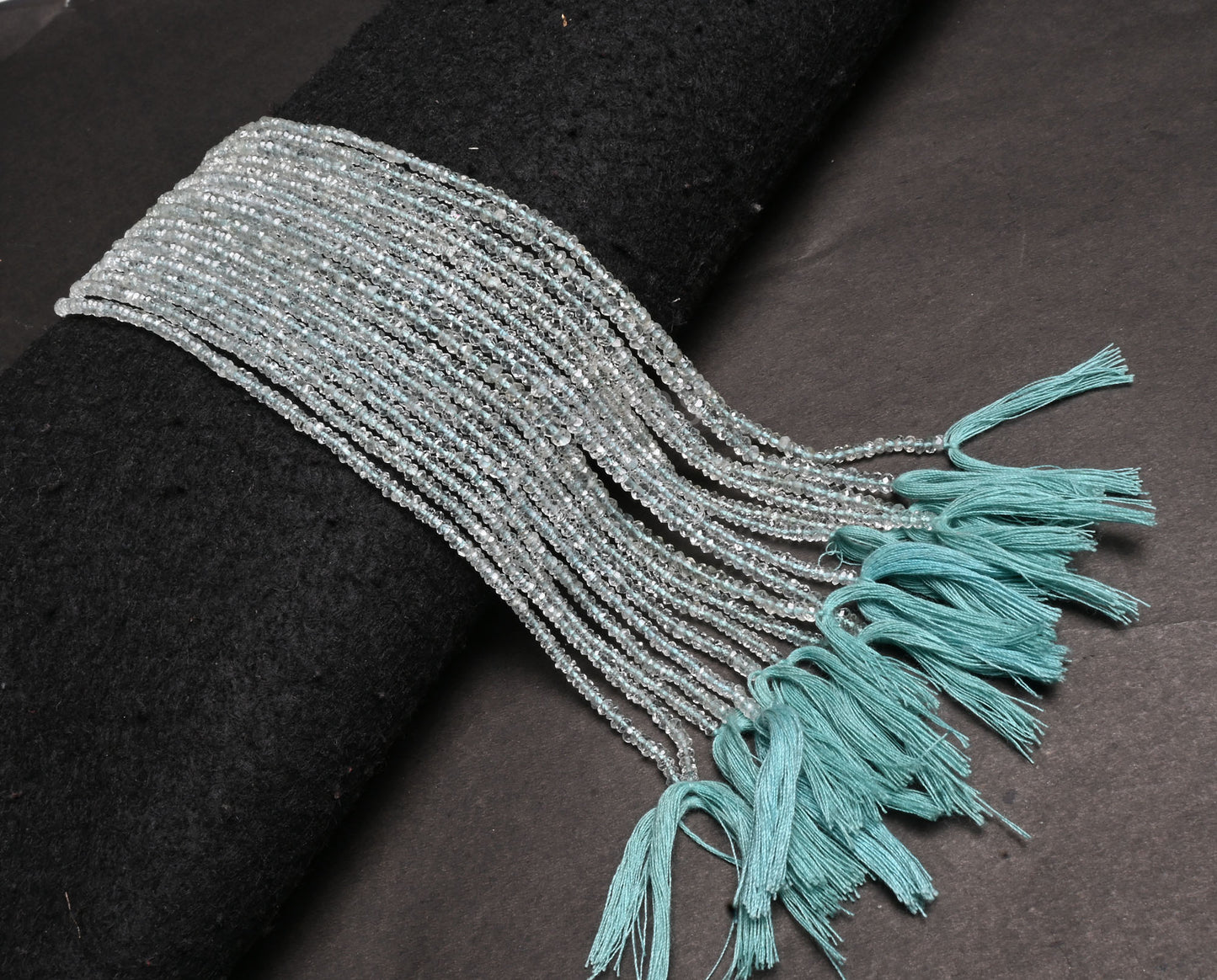 Natural Aquamarine Faceted Tiny Rondelle Gemstone Beads, Fine Aqua Blue Aquamarine Indian Machine Cut Aquamarine Bead Jewelry Necklace Craft
