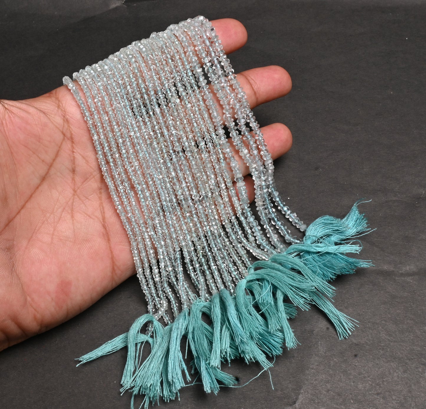 Natural Aquamarine Faceted Tiny Rondelle Gemstone Beads, Fine Aqua Blue Aquamarine Indian Machine Cut Aquamarine Bead Jewelry Necklace Craft