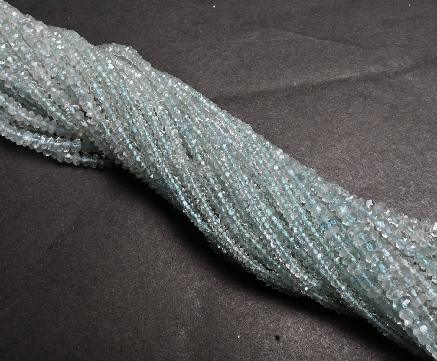 Natural Aquamarine Faceted Tiny Rondelle Gemstone Beads, Fine Aqua Blue Aquamarine Indian Machine Cut Aquamarine Bead Jewelry Necklace Craft