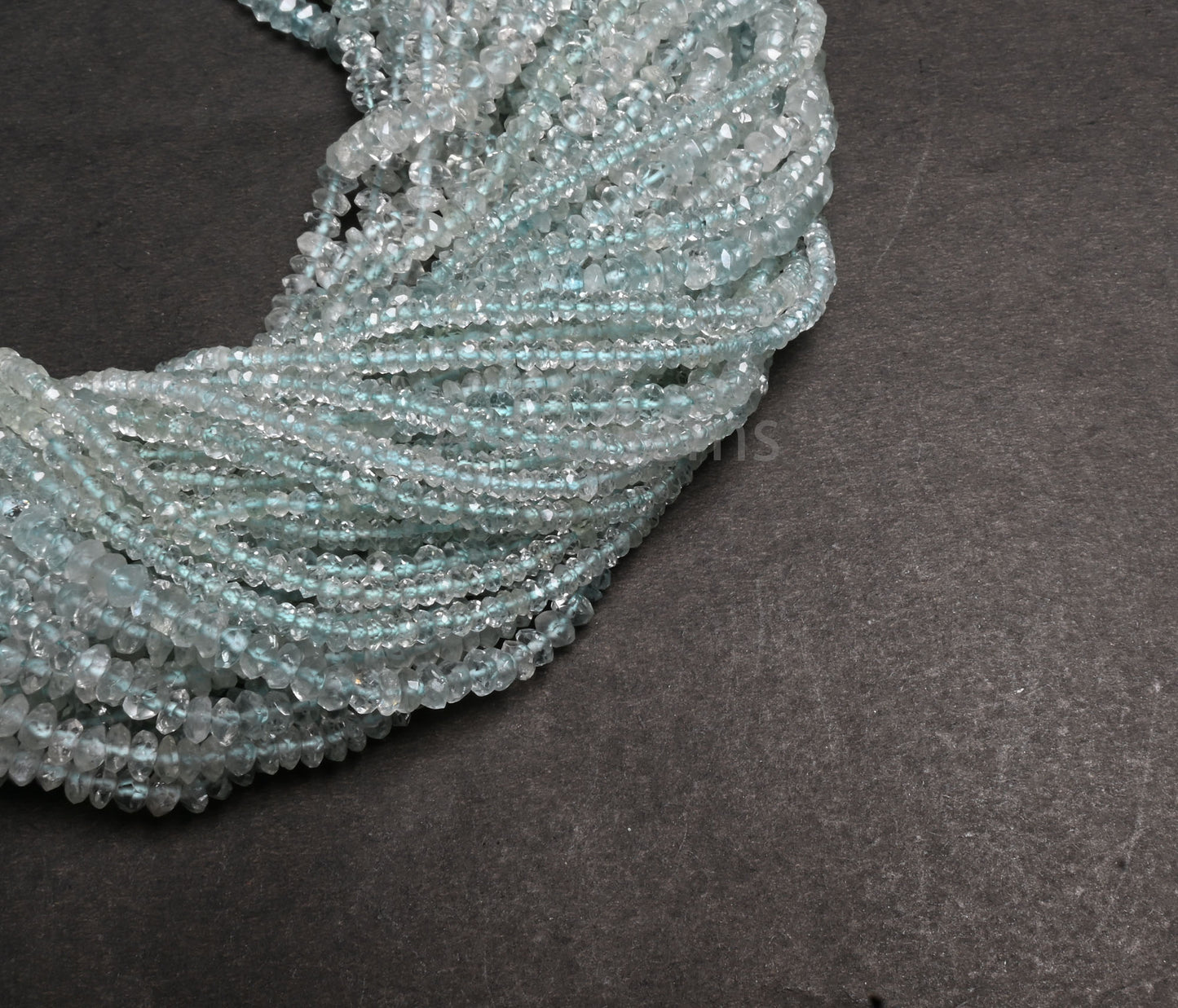 Natural Aquamarine Faceted Tiny Rondelle Gemstone Beads, Fine Aqua Blue Aquamarine Indian Machine Cut Aquamarine Bead Jewelry Necklace Craft