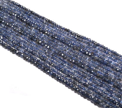 Beautiful Iolite Indian machine Cut Gemstone Loose Beads,13" Natural Blue Iolite Rondelle faceted Iolite Beads Necklace Jewelry Making Craf