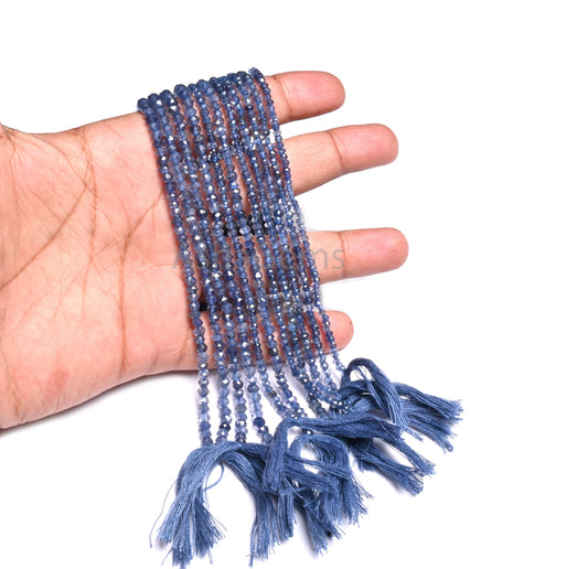 Natural Blue Iolite faceted rondelle Shape Tiny Beads, Fine Blue Iolite Indian Machine Cut Gemstone Loose Iolite Beads Necklace Jewelry SALE