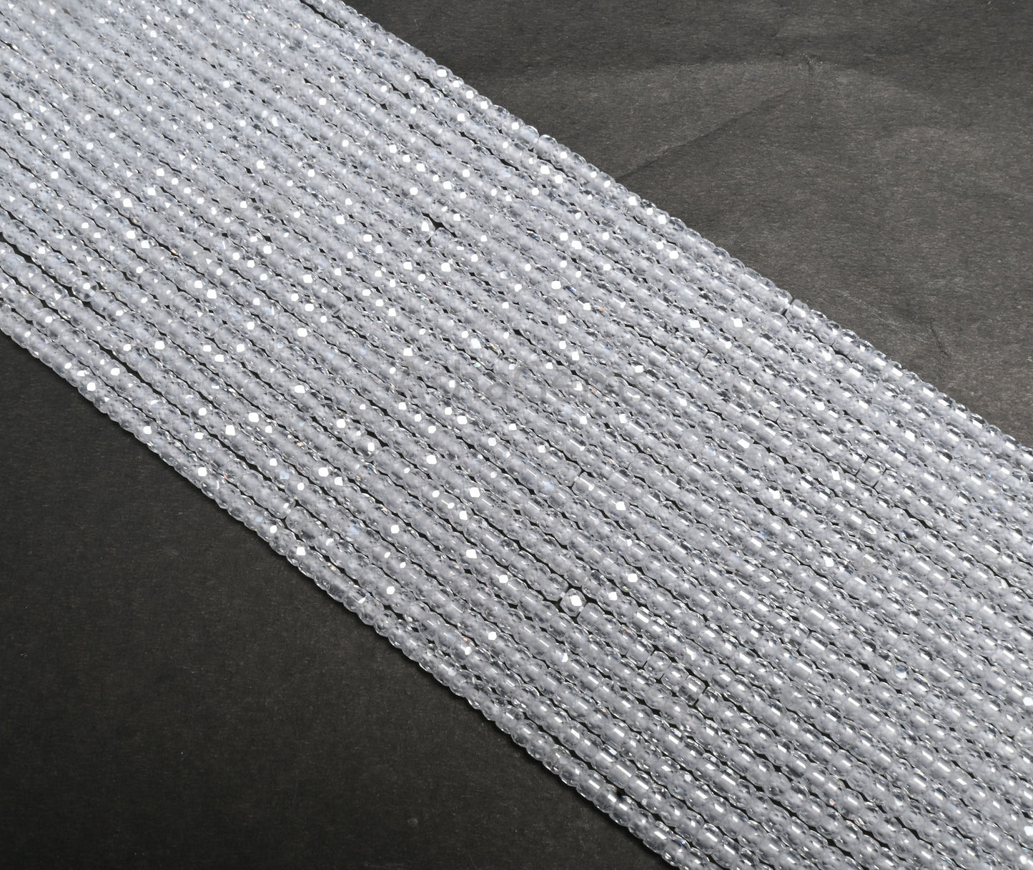 Beautiful Crystal Quartz Color Zircon Micro Cut Beads,15" Strand White Zircon Faceted Roundelle Beads,3mm AAA Clear Cubic Zircon Beads SALE