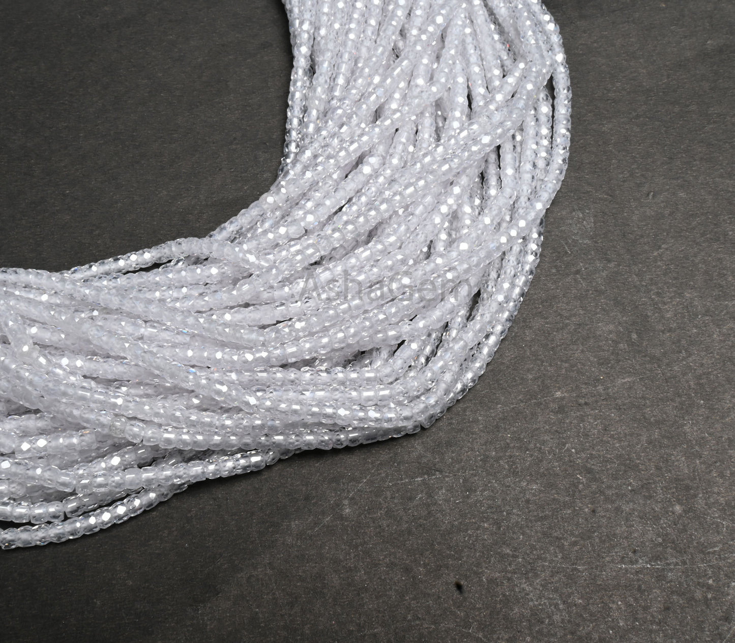 Beautiful Crystal Quartz Color Zircon Micro Cut Beads,15" Strand White Zircon Faceted Roundelle Beads,3mm AAA Clear Cubic Zircon Beads SALE