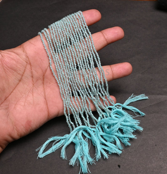 Fine Natural Sky Apatite faceted Rondelle Tiny Gemstone Micro Cut Beads, 2.2 mm Sky Blue Apatite Machine Cut Blue Apatite Bead Jewelry Craft