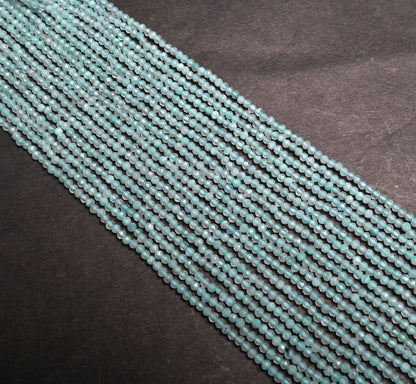 Fine Natural Sky Apatite faceted Rondelle Tiny Gemstone Micro Cut Beads, 2.2 mm Sky Blue Apatite Machine Cut Blue Apatite Bead Jewelry Craft