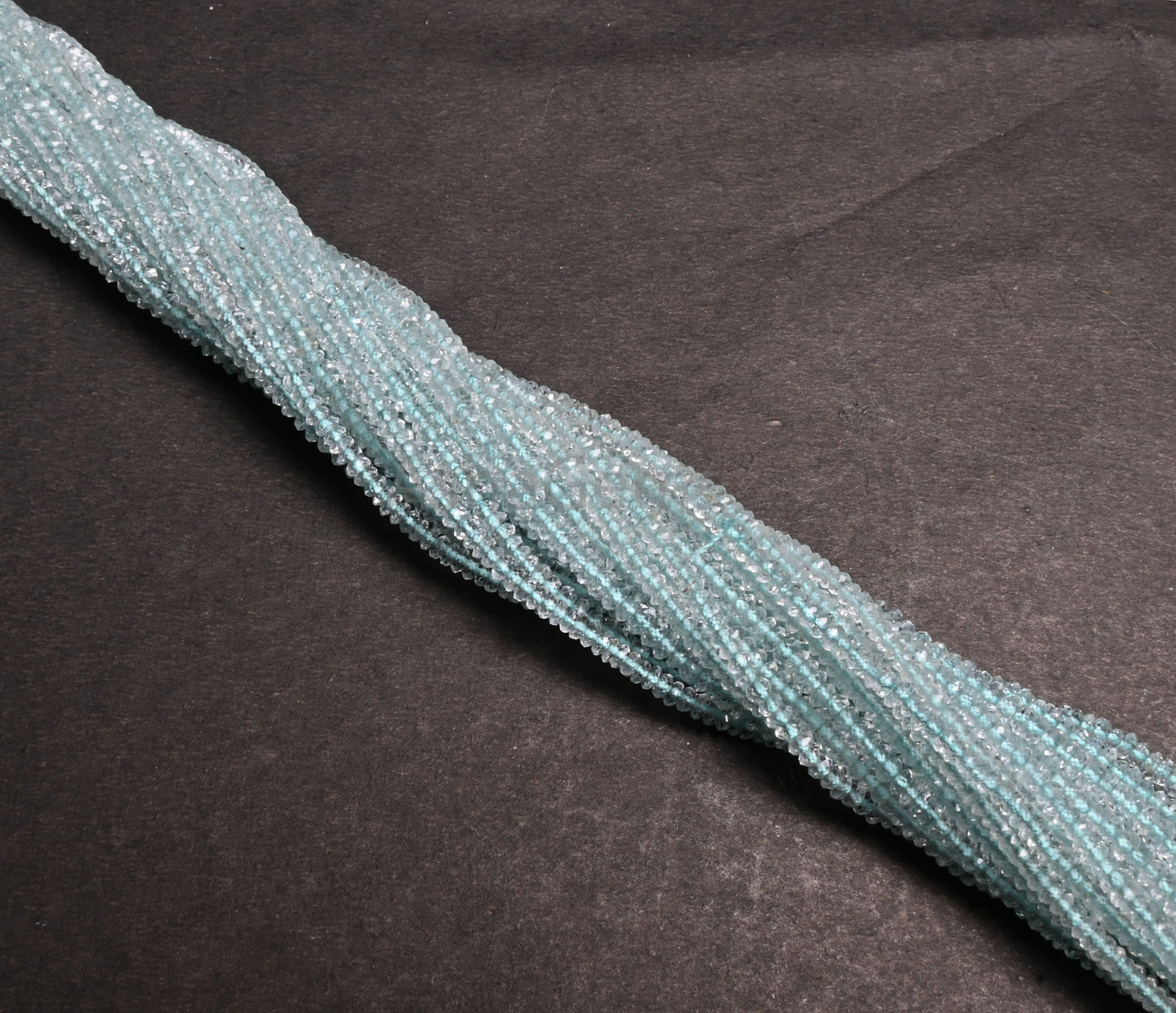AAA Blue Aquamarine Micro Cut Flat Rondelle Tiny Gemstone Beads, Top Quality Aqua Blue Genuine Aquamarine Machine Cut faceted Beads Jewelry