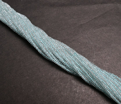 AAA Blue Aquamarine Micro Cut Flat Rondelle Tiny Gemstone Beads, Top Quality Aqua Blue Genuine Aquamarine Machine Cut faceted Beads Jewelry