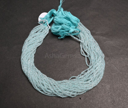 AAA Blue Aquamarine Micro Cut Flat Rondelle Tiny Gemstone Beads, Top Quality Aqua Blue Genuine Aquamarine Machine Cut faceted Beads Jewelry
