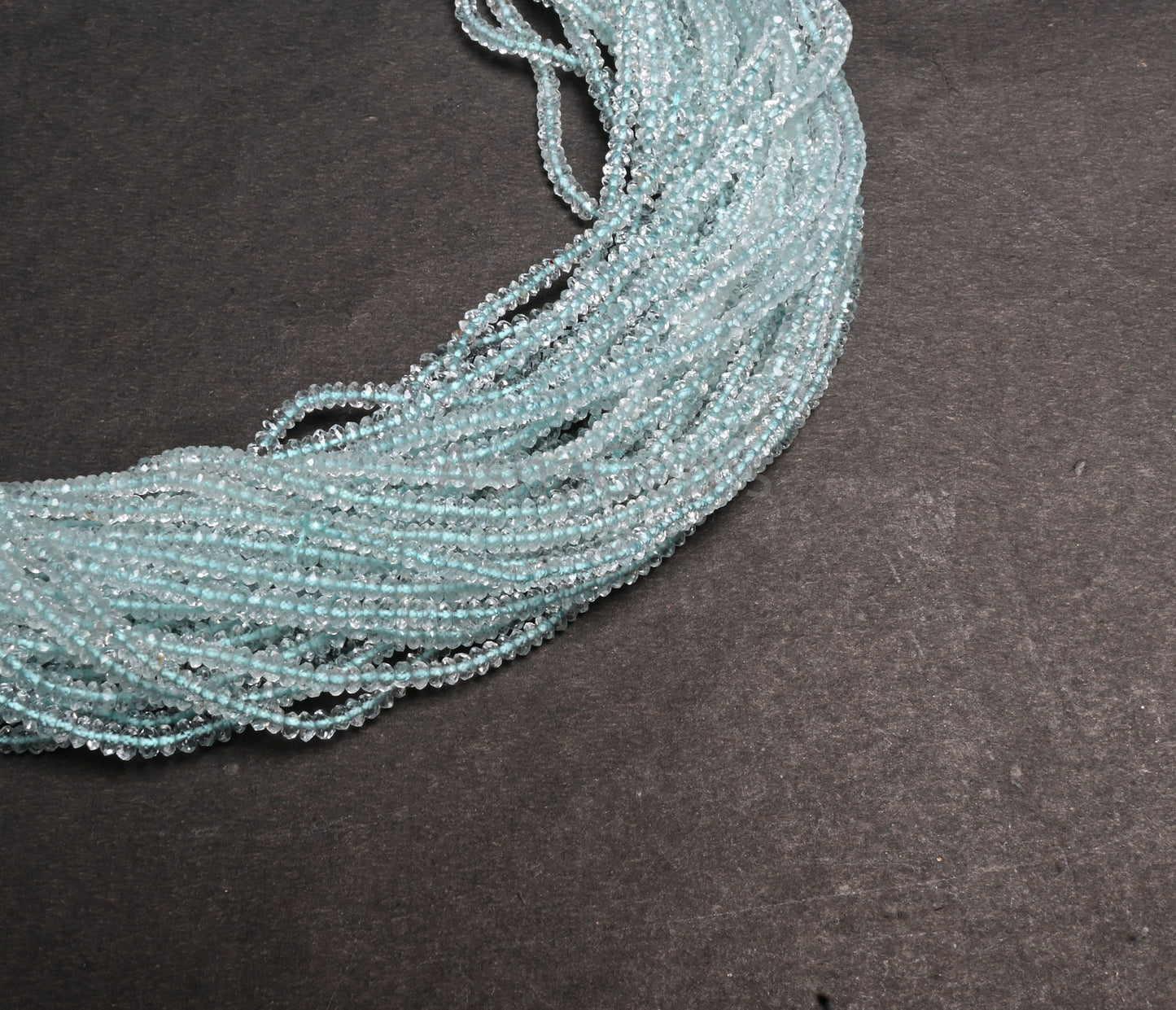 AAA Blue Aquamarine Micro Cut Flat Rondelle Tiny Gemstone Beads, Top Quality Aqua Blue Genuine Aquamarine Machine Cut faceted Beads Jewelry