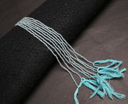 2.2 mm natural Blue Apatite Micro Cut Tiny Rondelle Beads, Fine Sky Blue Apatite Faceted Machine Cut Gemstone Loose Beads Jewelry Necklace