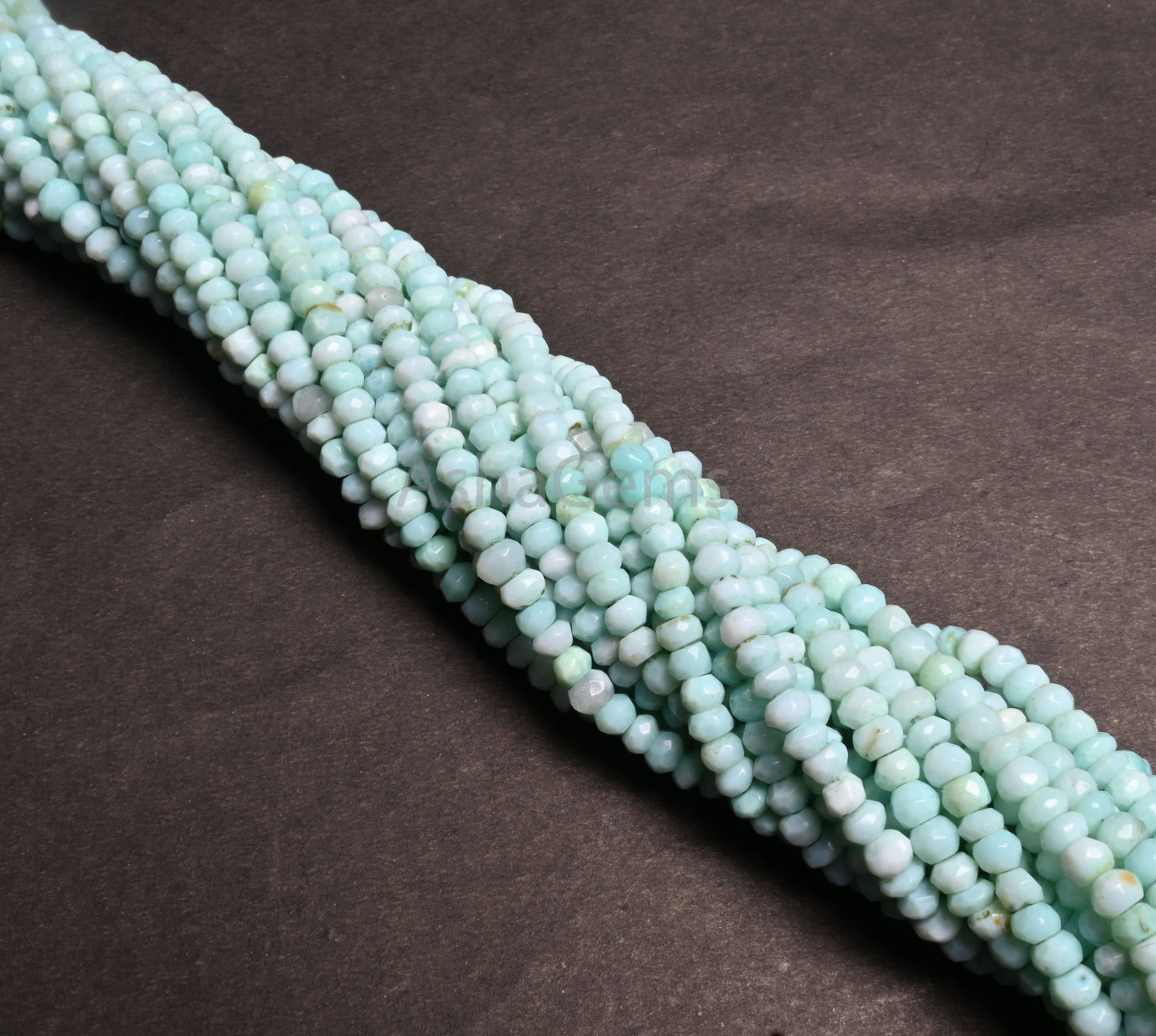 Beautiful Peru Blue Opal Faceted Rondelle Shape Beads,3.5,4 mm Fine Sky Blue opal Indian Machine Cut Gemstone opal Bead Jewelry making Craft