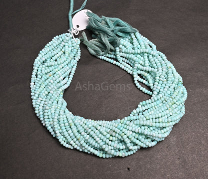 Beautiful Peru Blue Opal Faceted Rondelle Shape Beads,3.5,4 mm Fine Sky Blue opal Indian Machine Cut Gemstone opal Bead Jewelry making Craft