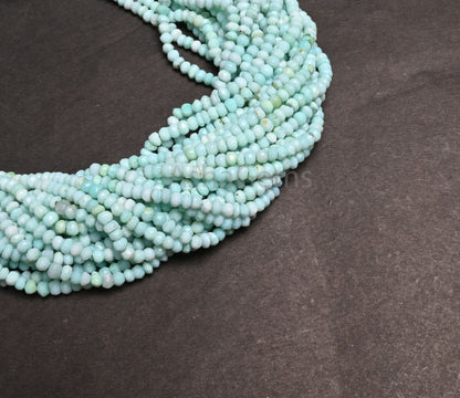 Beautiful Peru Blue Opal Faceted Rondelle Shape Beads,3.5,4 mm Fine Sky Blue opal Indian Machine Cut Gemstone opal Bead Jewelry making Craft