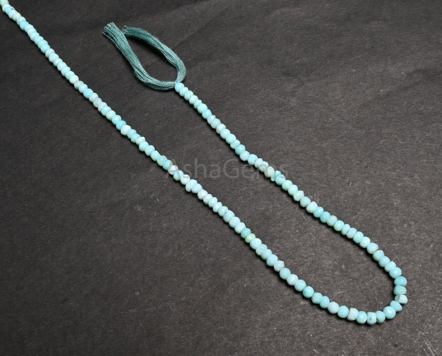 Beautiful Peru Blue Opal Faceted Rondelle Shape Beads,3.5,4 mm Fine Sky Blue opal Indian Machine Cut Gemstone opal Bead Jewelry making Craft