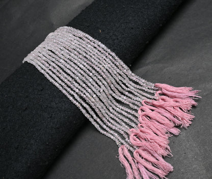 Beautiful Pink Rose Quartz Indian Machine Cut Faceted Rondelle Beads, Natural Rose Quartz Faceted Gemstone Loose Beads Jewelry Making Crafts ( SKU 15581)