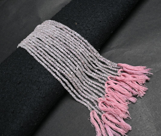 Beautiful Pink Rose Quartz Indian Machine Cut Faceted Rondelle Beads, Natural Rose Quartz Faceted Gemstone Loose Beads Jewelry Making Crafts ( SKU 15581)