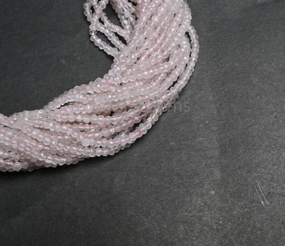 Beautiful Pink Rose Quartz Indian Machine Cut Faceted Rondelle Beads, Natural Rose Quartz Faceted Gemstone Loose Beads Jewelry Making Crafts ( SKU 15581)