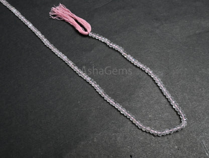Beautiful Pink Rose Quartz Indian Machine Cut Faceted Rondelle Beads, Natural Rose Quartz Faceted Gemstone Loose Beads Jewelry Making Crafts ( SKU 15581)