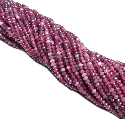 4.5 mm Fine Pink Jade Quartz faceted Rondelle Shape Micro Beads, Magenta Ruby Pink Jade Quartz machine cut Gemstone Loose Bead Jewelry Making SALE