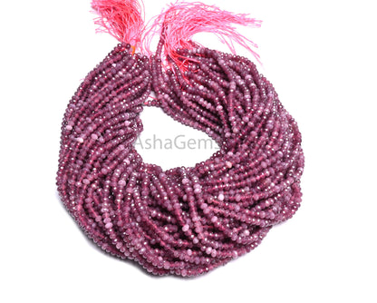 4.5 mm Fine Pink Jade Quartz faceted Rondelle Shape Micro Beads, Magenta Ruby Pink Jade Quartz machine cut Gemstone Loose Bead Jewelry Making SALE