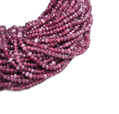 4.5 mm Fine Pink Jade Quartz faceted Rondelle Shape Micro Beads, Magenta Ruby Pink Jade Quartz machine cut Gemstone Loose Bead Jewelry Making SALE