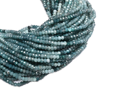 3.5 mm Fine Natural Grandidierite Micro machine Cut Rondelle Gemstone Beads, Shaded Green Rare Grandidierite faceted Beads Jewelry Necklace