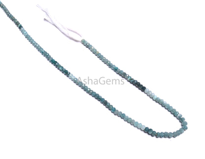 3.5 mm Fine Natural Grandidierite Micro machine Cut Rondelle Gemstone Beads, Shaded Green Rare Grandidierite faceted Beads Jewelry Necklace
