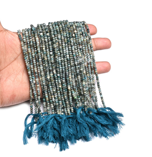 Natural Grandidierite Faceted Rondelle Shape Gemstone Beads,3.5mm Multi Green Grandidierite Micro Cut Rare Grandidierite Beads Jewelry Craft