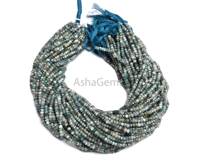 Natural Grandidierite Faceted Rondelle Shape Gemstone Beads,3.5mm Multi Green Grandidierite Micro Cut Rare Grandidierite Beads Jewelry Craft